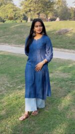 Ghass Patti Work Chikankari Kurta-Muslin Fabric - Image 13