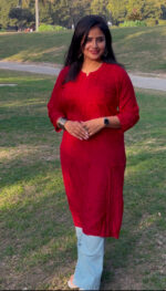 Ghass Patti Work Chikankari Kurta-Muslin Fabric - Image 5