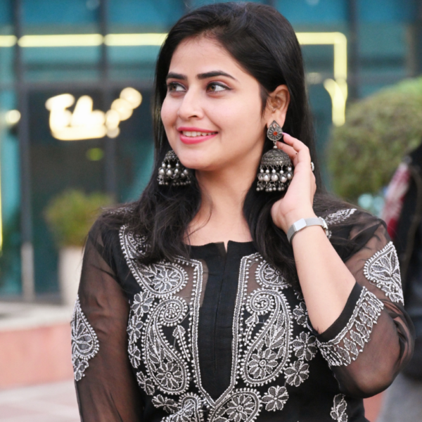 Gala Booti and Daman Work Chikankari Kurta-Georgette Fabric